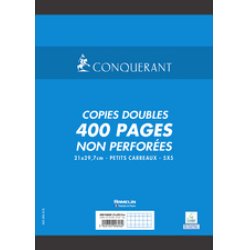 CONQUERANT SEPT Copies doubles, A4, quadrillé, sans marge