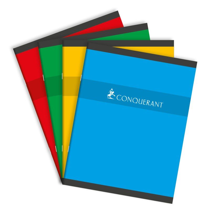Conquerant 100100926 writing notebook 96 sheets Red, Green, Yellow, Blue