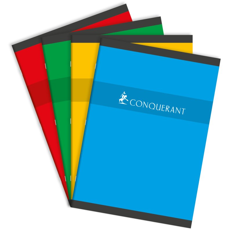 Conquerant 100102482 writing notebook A4 96 sheets Red, Green, Yellow, Blue