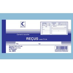 ELVE Carnet à souche "Reçu avec TVA", 96 x 210 mm