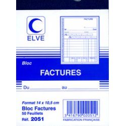 ELVE Bloc "factures", 140 x 105 mm, 50 feuillets