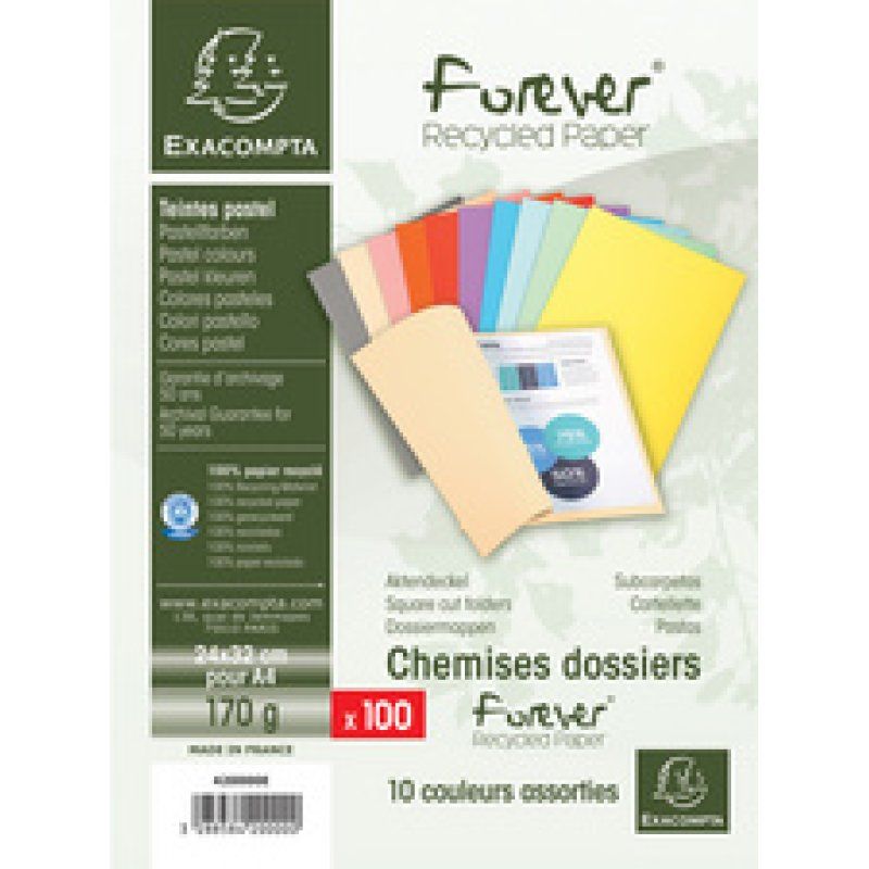 EXACOMPTA Chemises FOREVER 250, A4, jaune