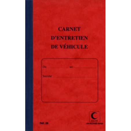 ELVE Carnet d'entretien de véhicule, 32 pages
