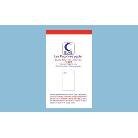 ELVE Bloc Maître d'Hôtel, 96 x 165 mm, 50 feuillets dupli