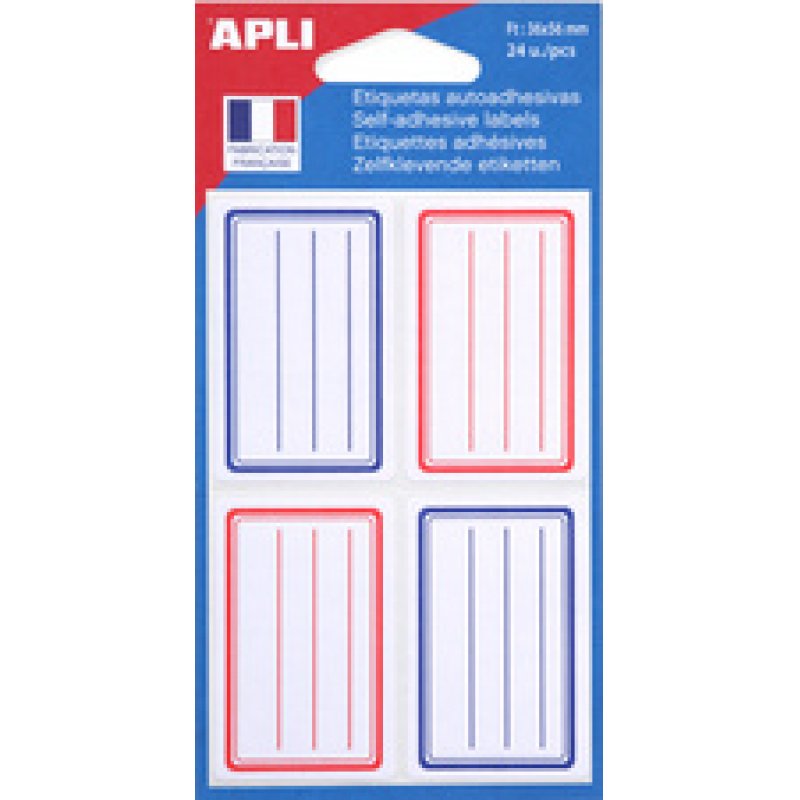 APLI Etiquettes pour livre, cadre bleu, 38 x 50 mm, uni