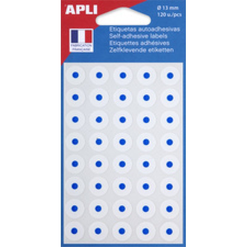 APLI Oeillets adhésifs en pochette blanc, diamètre: 13 mm