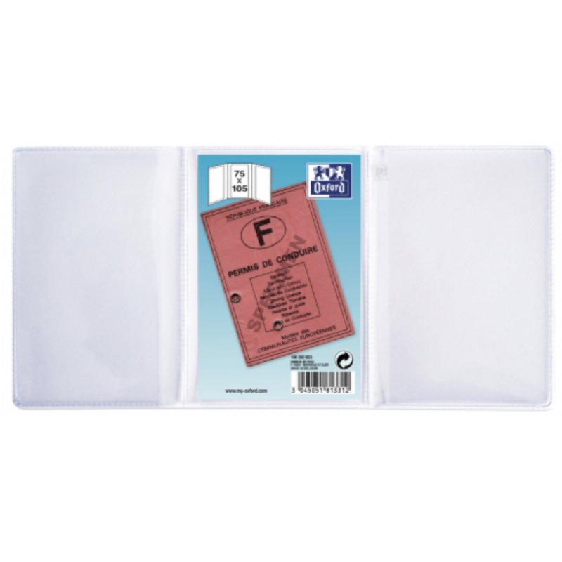 Oxford Etui de poche, PVC, 3 volets, 0,20 mm, 75 x 105 mm