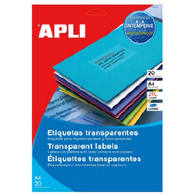 APLI Etiquettes translucides, 99,1 x 67,7 mm
