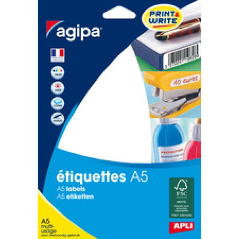 agipa Etiquette universelle, 19,3 x 32 mm, blanc