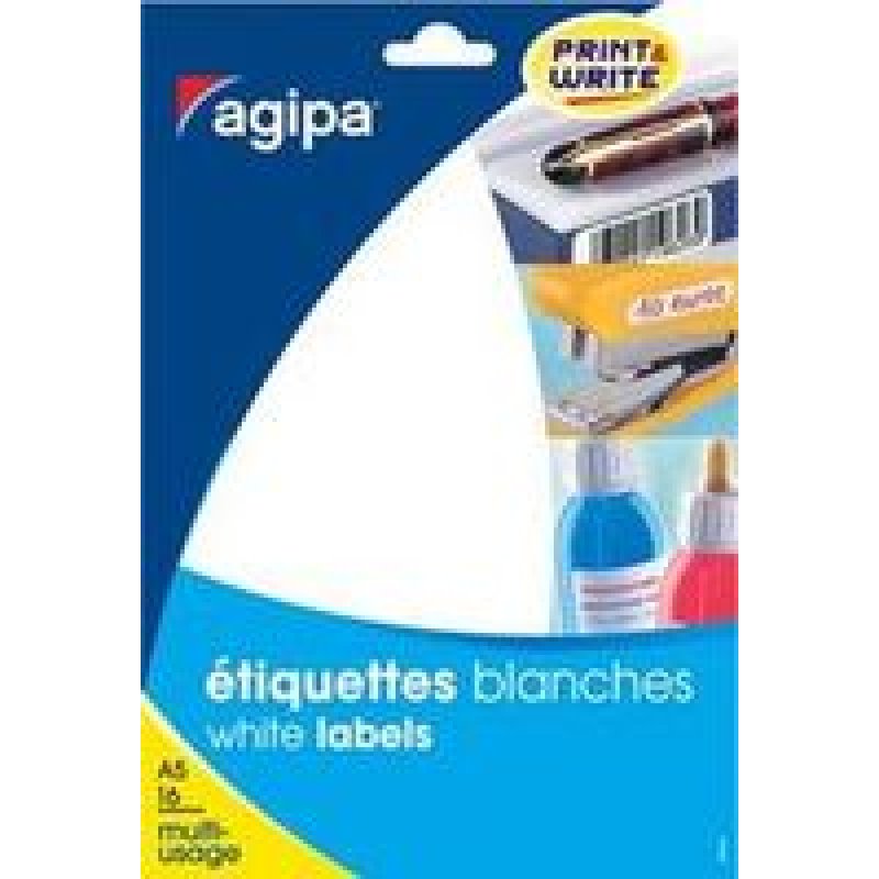 agipa Etiquette universelle, 8 x 20 mm, blanc