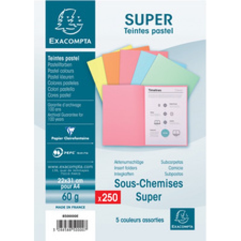 EXACOMPTA Sous-chemises SUPER 60, A4, 60 g/m2, bleu clair