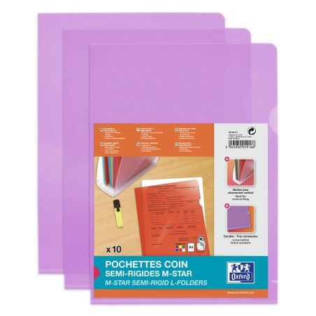 ELBA Pochettes coins M Star, en film solide PVC 0,15mm,lilas