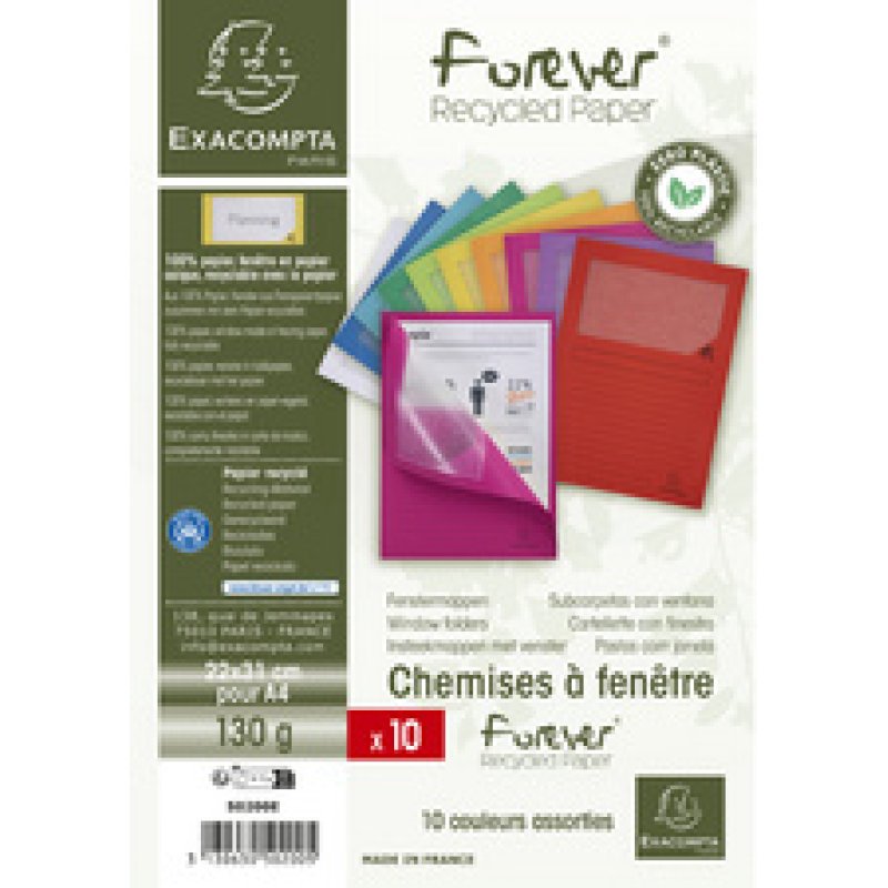 EXACOMPTA Chemise à fenêtre FOREVER, A4, 130 g/m2, rouge
