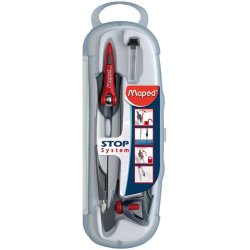 Maped Coffret de compas Stop System, set de 3 pièces, bleu