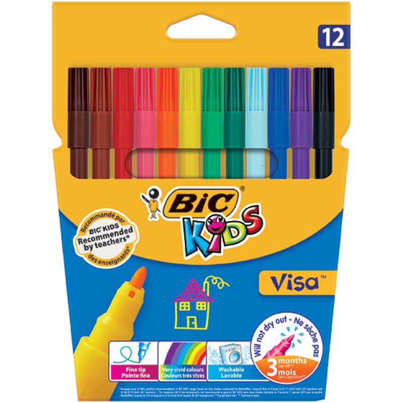 BIC Kids Visa stylo-feutre Fin Multicolore 12 pièce(s)
