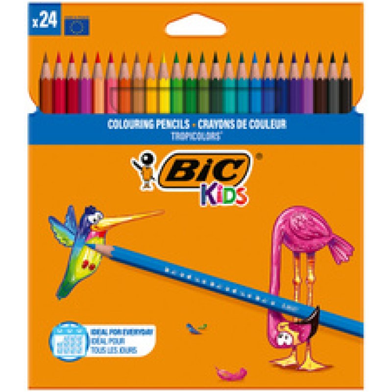 BIC KIDS Crayons de couleur Tropicolors , étui carton de 18