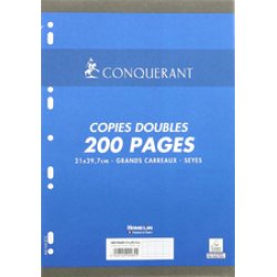 CONQUERANT SEPT Copies doubles 170 x 220 mm,Seyès, 200 pages