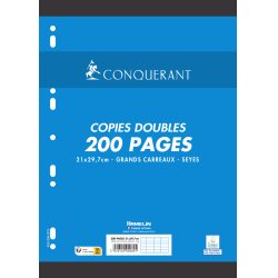 CONQUERANT SEPT Copies doubles, A4, Seyès, 200 pages