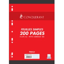 CONQUERANT SEPT Feuillets mobiles 210 x 297 mm, quadrillé