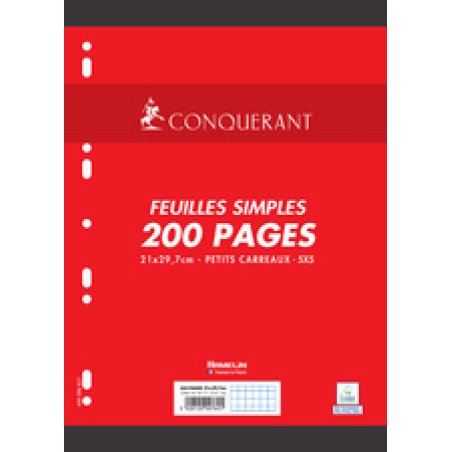 CONQUERANT SEPT Feuillets mobiles 210 x 297 mm, quadrillé
