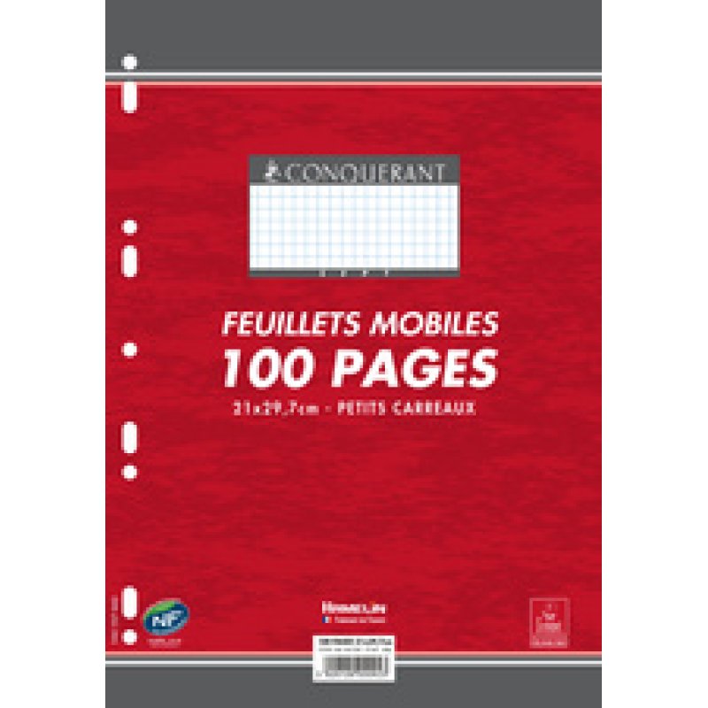 CONQUERANT SEPT Feuillets mobiles 210 x 297 mm, quadrillé