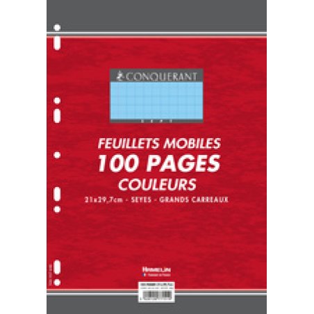 CONQUERANT SEPT Feuillets mobiles en couleur, seyès, rose