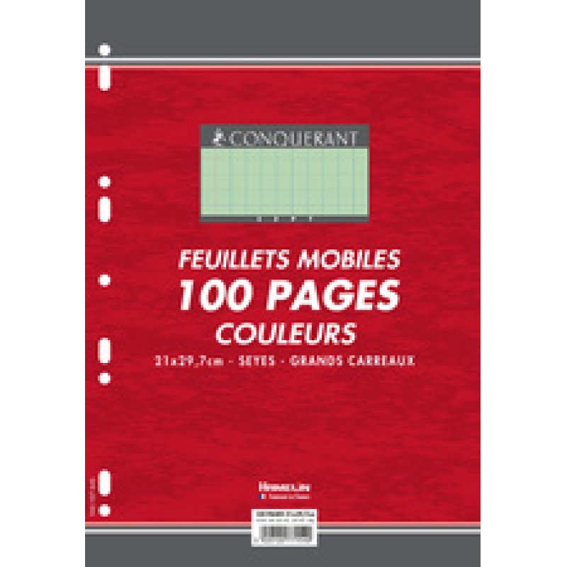 CONQUERANT SEPT Feuillets mobiles en couleur, seyès, rose