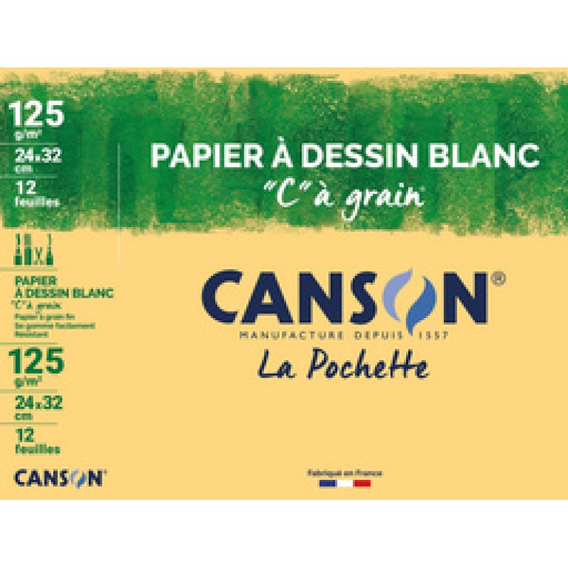CANSON Papier à dessin "C" à grain, 320 x 240 mm, 125 g/m2