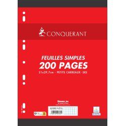 CONQUERANT SEPT Feuillets mobiles, 210 x 297 mm, quadrillé