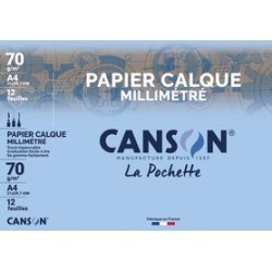 CANSON Papier calque millimétré, A4, 70 g/m2
