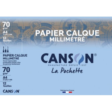 CANSON Papier calque millimétré, A4, 70 g/m2