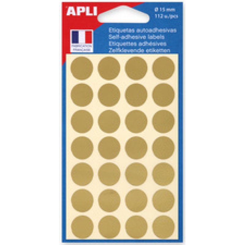 APLI Pastille de signalisation, diamètre: 15 mm, or