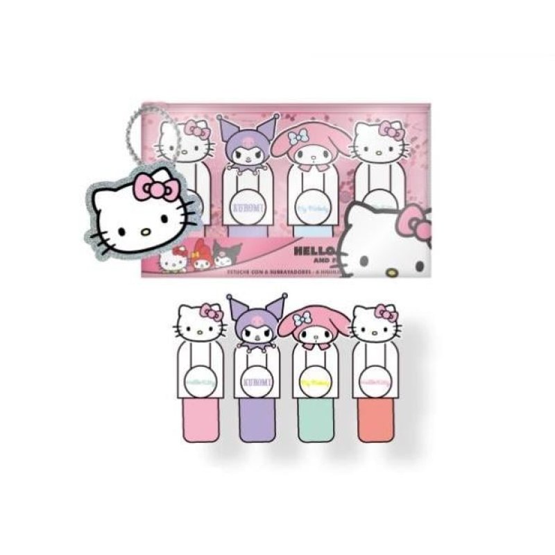 HELLO KITTY & Friends - Pack de 4 mini Surligneurs "head"