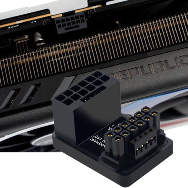 Phobya 12VHPWR Adapter 180 Grad 16Pin to 16Pin - Black Left