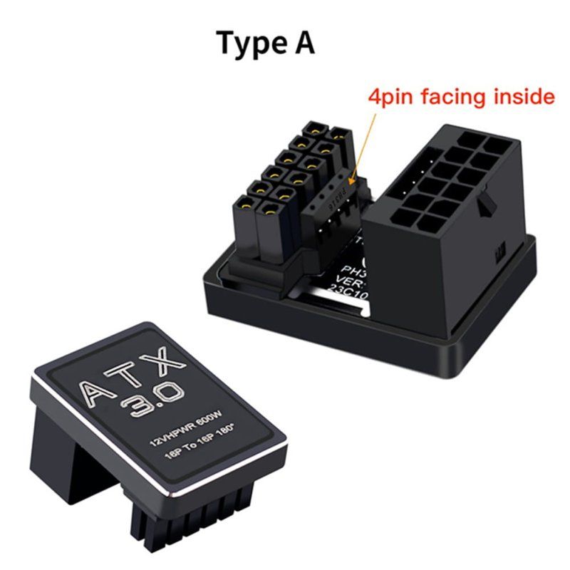 Phobya 12VHPWR Adapter 180 Grad 16Pin to 16Pin - Black Right