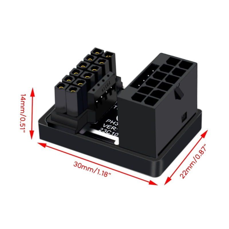 Phobya 12VHPWR Adapter 180 Grad 16Pin to 16Pin - Black Right