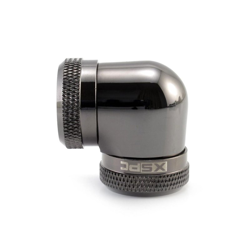 XSPC 14mm HardTube Anschraubtülle 90° L-Verbinder - Schwarz-Chrom EOL