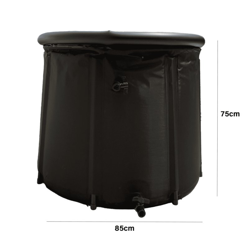 Aquatuning Eisbad Tonne mit Abdeckung 85cm Ø Schwarz