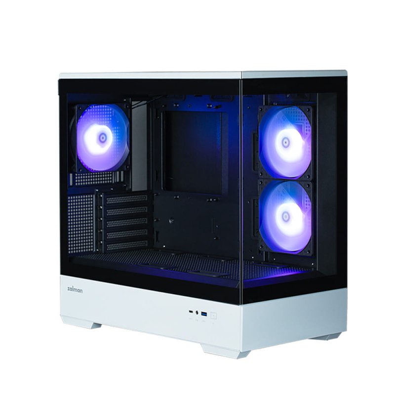 Zalman P30 micro-ATX Gehäuse Tempered Glass Panoramic View - Schwarz/White