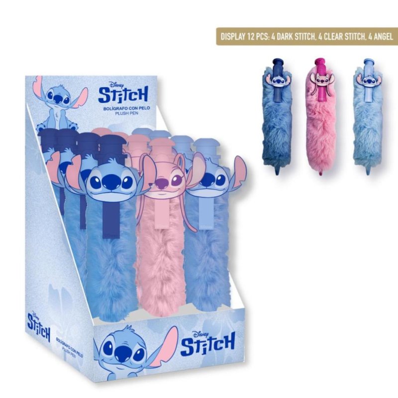 STITCH & ANGEL - Display de 12 Grands Stylos Fluffy