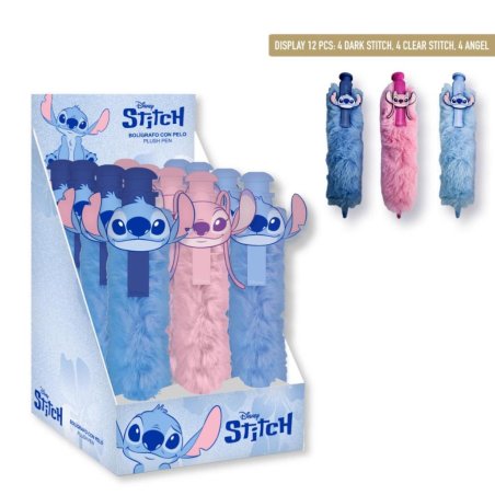 STITCH & ANGEL - Display de 12 Grands Stylos Fluffy