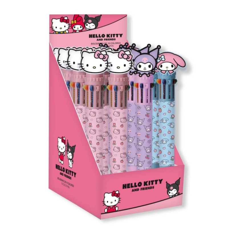 HELLO KITTY & Friends - Display de 16 Stylos à Bille 10 couleurs