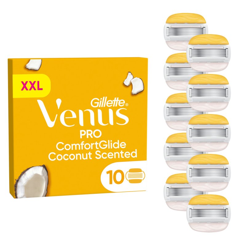Venus - Gillette Venus Pro ComfortGlide Coconut & Olay Razor Blades - Yellow/White - 10 pcs