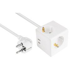 kabelmeister Steckdosenwürfel mit 2m Zuleitung 3x SchuKo 1x USB-C 20W PD 3.0 USB-A 18W Weiß