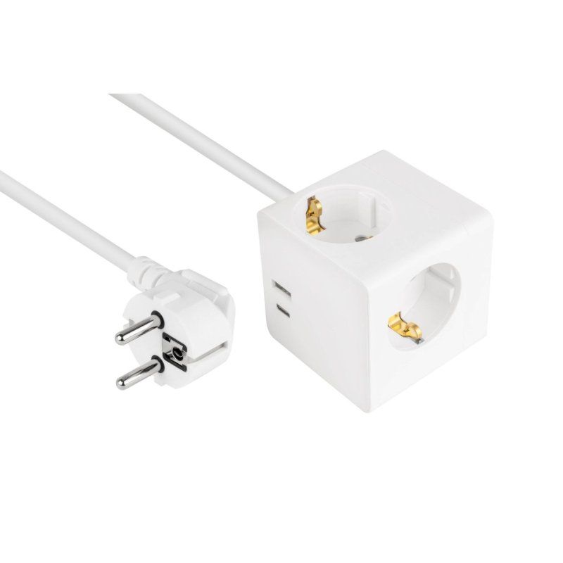 Kabelmeister SW01-W020 multiprise 2 m 2 sortie(s) CA Intérieure Blanc