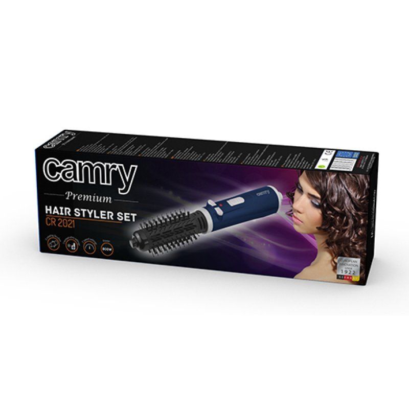 Camry Premium CR 2021 brosse soufflante et fer à lisser Kit d'accessoires de coiffure Vapeur Noir, Bleu, Gris 1000 W