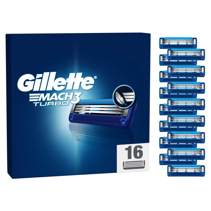 Gillette - Mach3 Turbo Men's Razor Blades - Blue/Grey - 16 pcs
