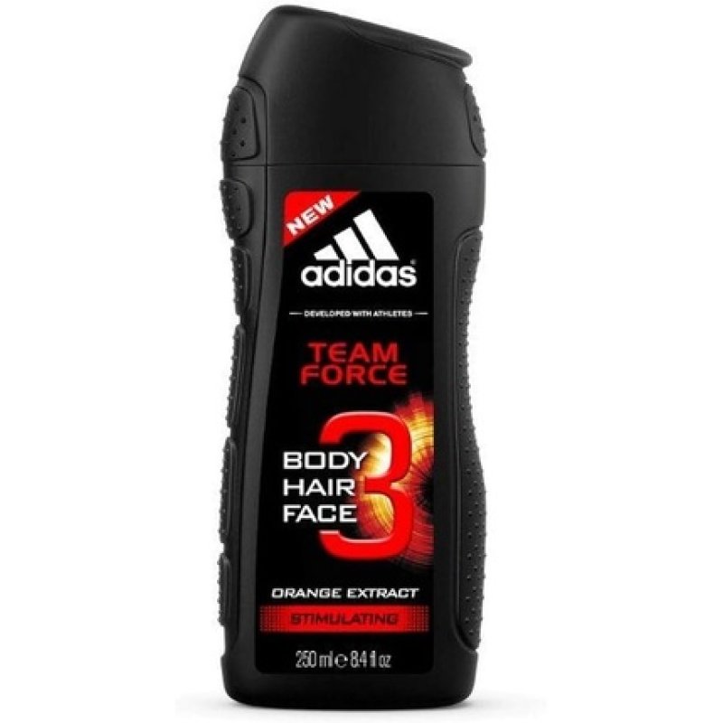 Adidas Team Force 3-in-1 Shower Gel for Men Energizing Shampoo Multi-Benefits 250ml