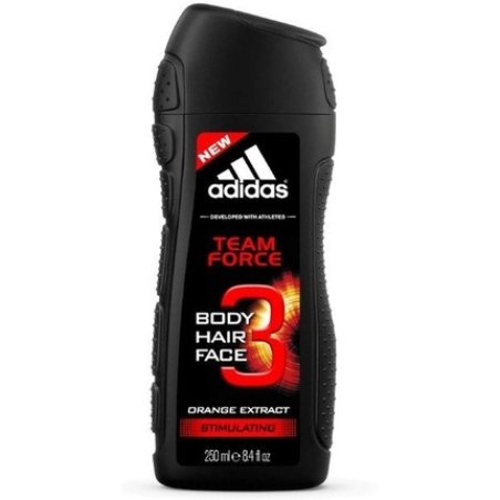 Adidas Team Force 3-in-1 Shower Gel for Men Energizing Shampoo Multi-Benefits 250ml