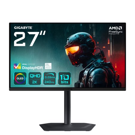 GIGABYTE MO27Q2 27" Moniteur Gaming OLED QHD - 2560 x 1440, 240Hz, 0.03ms, 250 cd/m², Display HDR True Black 400, HDMI